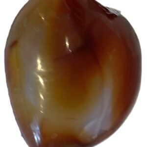 Carnelian heart 97 1 sians emporium Smooth polished carnelian carved heart palm stone with translucent amber red tones and natural circular orbicular inclusions isolated on a white background
